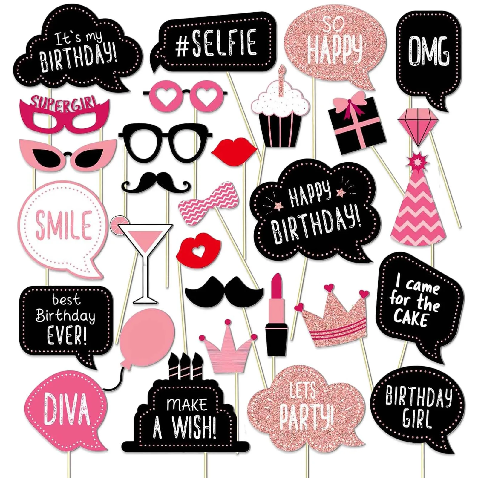 Birthday Photo Booth Props Kit